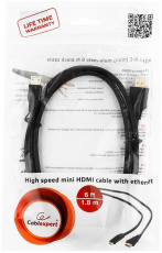 Кабель HDMI (m) - MiniHDMI (m) 1.8m (CC-HDMI4C-6, 4K, ver.2.0, с позолоченными контактами, экранированный, black) Cablexpert