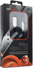 Кабель USB 2.0 Am - micro USB 1.0m (CC-P-mUSB02Bl-1M, серия Platinum, нейлоновая оплётка, blue) Cablexpert