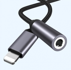 Переходник Lightning (m) / 3.5mm Jack (f) (4pin, black-silver)