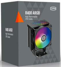 Вентилятор PCCOOLER R400 ARGB (1150/1151/1155/1156/1200/1700/1851/AM4/AM5, 92mm, Al, Hydro, 800-2200rpm, 18-30dBa, 4 тепловые трубки, DTH, 4pin, PWM, ARGB LED, 135W, black) RTL