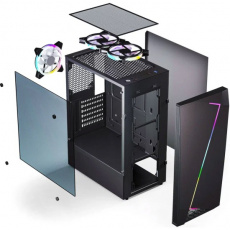 Корпус ABR GQ-2 (без БП, ATX, USB3.0, rainbow LED Fan, black)