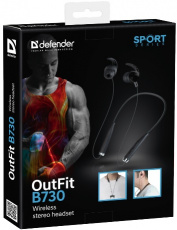 Гарнитура Defender OUTFIT B730 (затычки, беспроводные, Bluetooth 5.0, с микрофоном, до 10м., black)