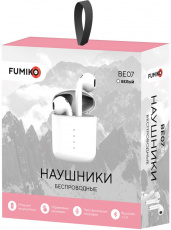 Гарнитура FUMIKO BE07 (FBE07-01, вкладыши, беспроводная, Bluetooth 5.0, с микрофоном, до 3 часов работы от батареи, white)