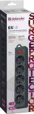 Сетевой фильтр Defender ES 1.8 (5 розеток, 1.8 метра, 10A, black) RTL