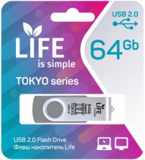 Флеш накопитель USB 2.0 64Gb LIFE TOKYO (LF64TOSILVER-01, silver)