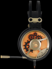Наушники A4Tech Bloody M660 Chronometer (полноразмерные закрытые, с микрофоном, регулятор, игровые, 2.3m, подсветка, black-gold)