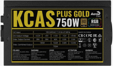 Блок питания AeroCool 750W (KCAS-750W PLUS GOLD, 80+ Gold, 120mm, 20+4+4+4+4+4pin, 3*PCI-E 6+2pin, 8*SATA, 4*HDD, RGB) RTL
