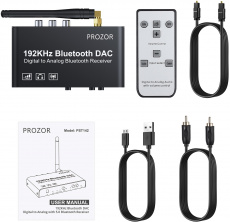 Цифро-аналоговый преобразователь Prozor PST142 (Bluetooth 5.0, Toslink, AUX, ПДУ, black)