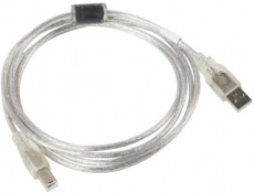 Кабель USB 2.0 Am - Bm 0.75m (CCF-USB2-AMBM-TR-0.75M, медь, ферритовый фильтр, экранированный, silver) Cablexpert