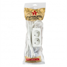 Сетевой удлинитель Гарнизон (EL-NL2-W-3, 2 розетки, 3 метра, 10A, white) OEM