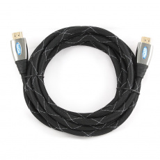 Кабель HDMIm-HDMIm 3.0m (CCP-HDMI4-10, ver.1.4, с позолоченными контактами, тканевая оплётка, экранированный, пакет, black-silver) Cablexpert