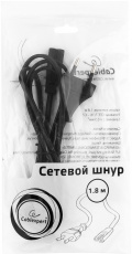 Кабель питания для аудио- и видеотехники (PC-184/2-1.8М, 1.8m, 2.5A, 0.5mm2, black) Cablexpert