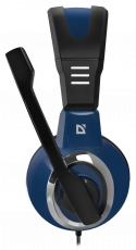 Наушники Defender Warhead G280 (полноразмерные закрытые, c микрофоном, игровые, 2.5m, black-blue)