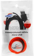 Кабель USB 2.0 Am - micro USB 1.8m (CC-mUSB2-AMBM-6, медь, экранированный, black) Cablexpert
