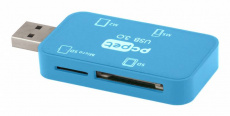Карт-ридер PC Pet 4-in-1 (BW-C308A, SDHC, microSD, MS, M2, blue, USB3.0)