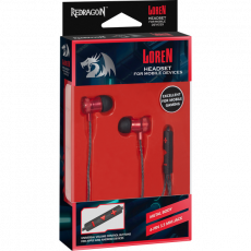 Наушники Redragon LOREN (затычки, для мобильных устройств, с микрофоном, 1.2m, black-red)