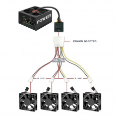 Разветвитель питания Molex (m) -> 2x Fan 2 pin (f) 5V + 2x Fan 2 pin (f) 12V (0.1m)