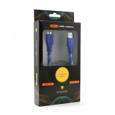 Кабель USB 3.0 Am - micro USB 1.0m (KC-mUSB3nbrw, с позолоченными контактами, нейлоновая оплётка, blue-red-white) Konoos