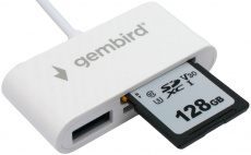 Карт-ридер Gembird (FD2-MSD-2, USB OTG, SDXC, microSD, до 512Gb, white, USB 3.1 Type-C)