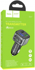 FM-модулятор hoco E67 Fighter (12/24V, Bluetooth5.0, 2xUSB, 3A, быстрая зарядка, QC3.0, USB носитель, MP3, WMA, WAV, black)