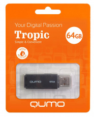 Флеш накопитель USB 2.0 64Gb QUMO Tropic (QM64GUD-TRP, black)