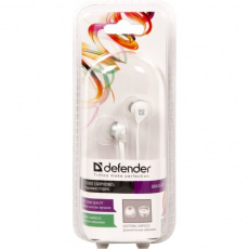 Наушники Defender Bravo-817 (затычки, без микрофона, 1.2m, white-silver)