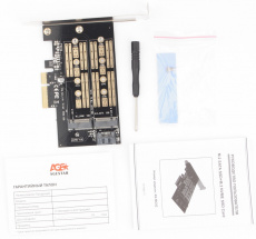 Контроллер AgeStar AS-MC02 (PCI-E Gen3 x4, M2 SSD NVMe + M2 SSD SATA) RTL