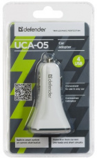 Зарядное устройство от прикуривателя Defender UCA-05 (12-24V, 4 USB разъёма, 2A, white)