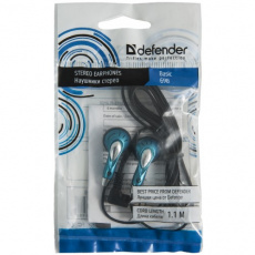 Наушники Defender Basic-698 (вкладыши, голубой металлик, 1,1 м)