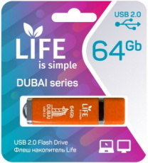 Флеш накопитель USB 2.0 64Gb LIFE DUBAI (LF64DUORANGE-01, orange)