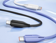 Кабель USB 2.0 Am - Type-C 1.0m (6A, 100W, быстрая зарядка, силиконовый шнур, purple & white, 2шт.) Toocki