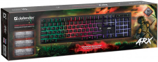 Клавиатура Defender Arx GK-196L (USB, радужная подсветка, влагоустойчивая, игровая, black)