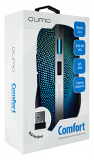 Мышь беспроводная QUMO Comfort M18 (optical, 2400dpi, аккумулятор, 7 цветов подсветки, black)