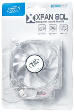 Вентилятор DeepCool Xfan 80L/B (80x80x25мм, 3+4pin, 20dB, 1800об/мин) Blue LED