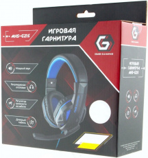 Наушники Gembird MHS-G215 (полноразмерные закрытые, c микрофоном, игровые, регулятор, 2m, black-blue)