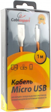 Кабель USB 2.0 Am - micro USB 1.0m (CC-G-mUSB01O-1M, серия Gold, не спутывается, orange) Cablexpert