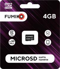 Карта памяти SDmicro Card 4Gb FUMIKO (FMD-08, Class 10, 30MB/s, без адаптера)
