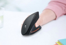 Мышь беспроводная Ergonomic (правая вертикальная, optical, 1600dpi, 2xAAA, soft-touch, black)