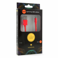 Кабель USB 2.0 Am - Lightning 1.0m (kc-a2usb2nr, нейлоновая оплётка, red) Konoos
