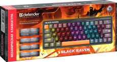 Клавиатура Defender Black Raven GK-417 (USB, механическая, OUTEMU+RED Switch, регулируемая подсветка, влагоустойчивая, игровая, промо-код "War Thunder", 1.5m, black)