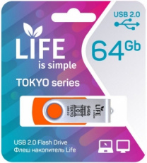 Флеш накопитель USB 2.0 64Gb LIFE TOKYO (LF64TOORANGE-01, orange)