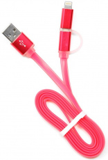 Кабель USB 2.0 Am - micro USB + Lightning 1.0m (CC-mAPUSB2pk 1m, силиконовый шнур, блистер, pink) Cablexpert