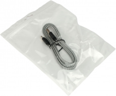 Кабель USB 2.0 Am - Type-C 1.0m (CC-USB2-AMCM-FL-1M, 2.4A, плоский, нейлоновая оплётка, silver-black) Cablexpert