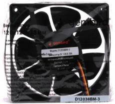 Вентилятор Gembird D12038BM-3 (120x120x38mm, ball, 2500rpm, 39dBa, 3pin, black) OEM