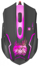 Мышь Defender Skull GM-180L (USB, optical, 3200dpi, игровая, подсветка, промо-код "War Thunder", коврик, 1.5m, black)