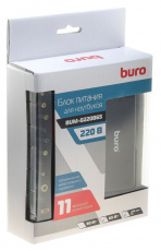 Зарядное устройство для ноутбука Buro BUM-0220B65 (вход 110-240V, выход 12-20V (автоопределение), USB 2.4A, 65W, black)