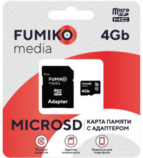Карта памяти SDmicro Card 4Gb FUMIKO (FMS04-02, Class 10, 25/15MB/s, адаптер SD)