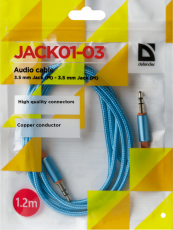Кабель аудио 3.5mm Jack (m) - 3.5mm Jack (m) 1.2m (JACK01-03, blue) Defender