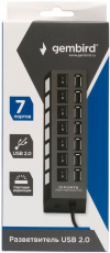 USB 2.0 HUB Gembird UHB-U2P7-01 (7 портов, активный, выключатели, black)