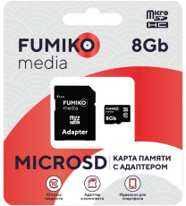 Карта памяти SDmicro Card 8Gb FUMIKO (FMS08-02, Class 10, 25/15MB/s, адаптер SD)
